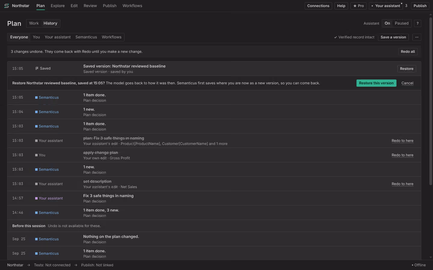 Saved version and reviewed Restore