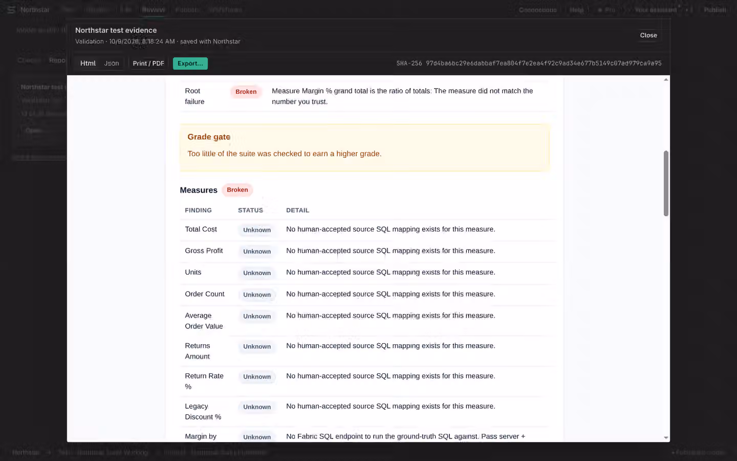 Recorded run, its details and changed or untrusted record